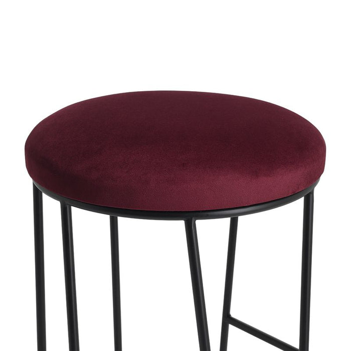 Aiden Black Steel Kitchen Stool - Mulberry Velvet, 65cm H