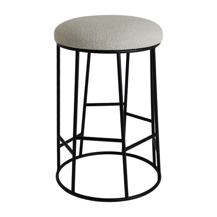 Aiden Black Steel Kitchen Stool - Speckle Ecru, 65cm H