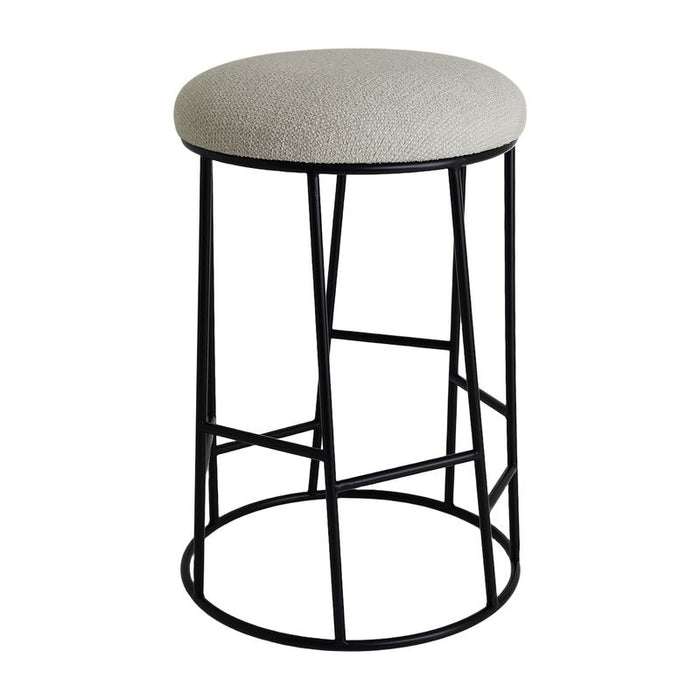 Aiden Black Steel Kitchen Stool - Speckle Ecru, 65cm H