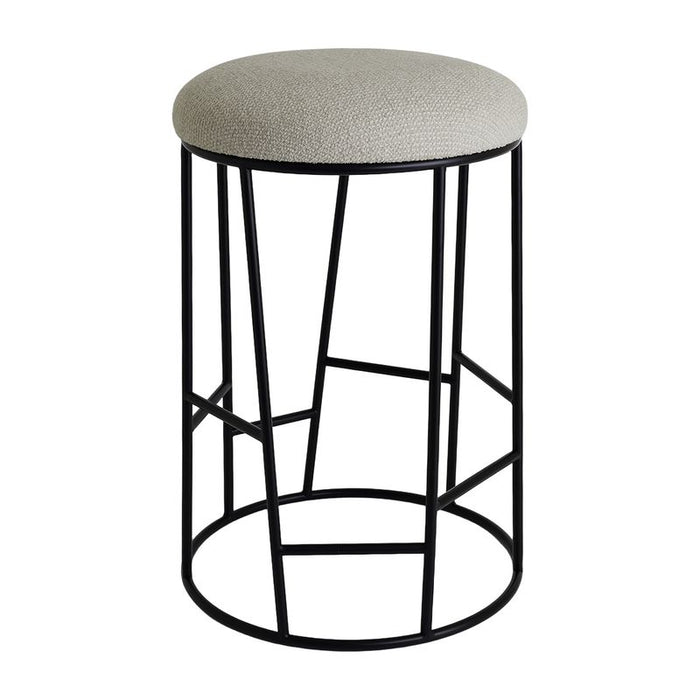 Aiden Black Steel Kitchen Stool - Speckle Ecru, 65cm H