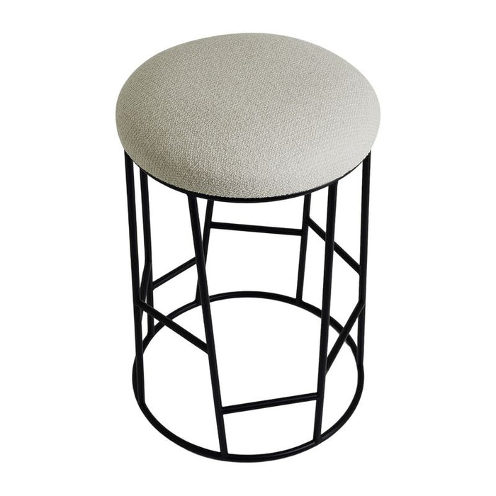 Aiden Black Steel Kitchen Stool - Speckle Ecru, 65cm H