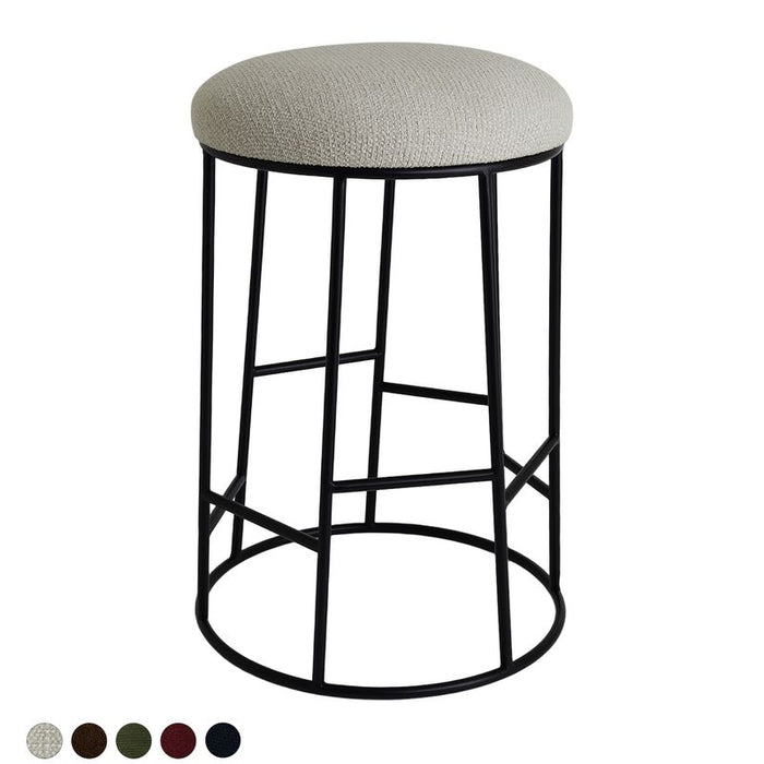 Aiden Black Steel Kitchen Stool - Speckle Ecru, 65cm H