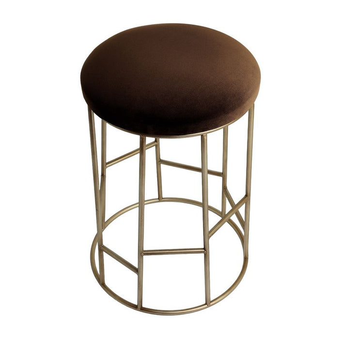 Aiden Gold Steel Kitchen Stool - Dark Chocolate Velvet, 65cm H