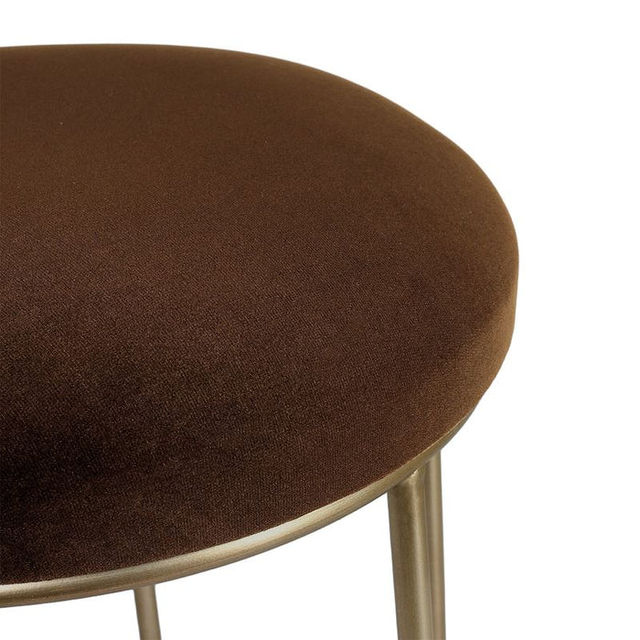Aiden Gold Steel Kitchen Stool - Dark Chocolate Velvet, 65cm H