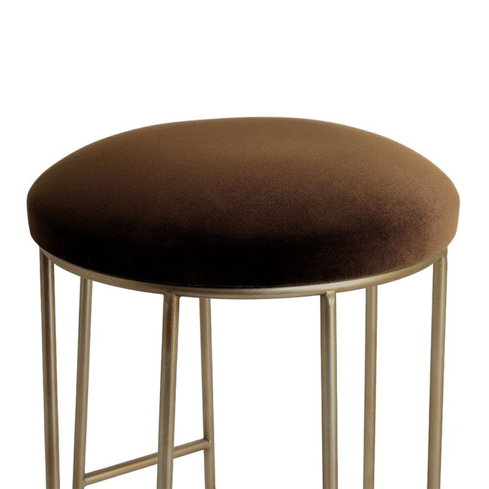 Aiden Gold Steel Kitchen Stool - Dark Chocolate Velvet, 65cm H