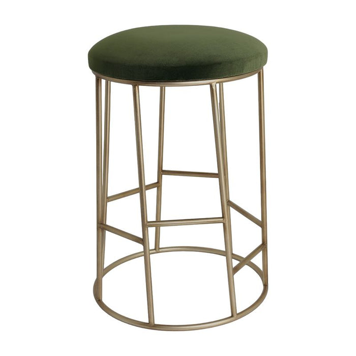 Aiden Gold Steel Kitchen Stool - Moss Velvet, 65cm H