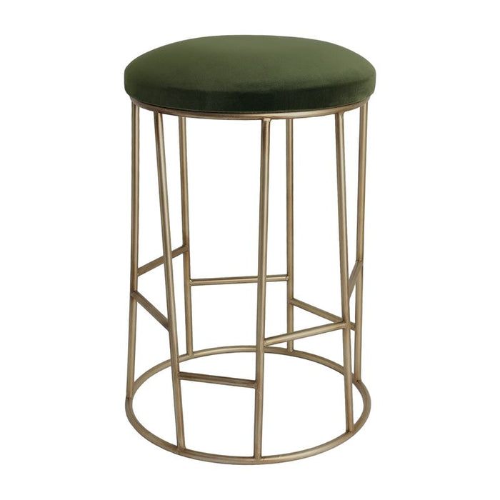 Aiden Gold Steel Kitchen Stool - Moss Velvet, 65cm H