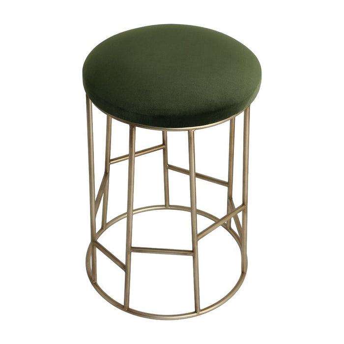 Aiden Gold Steel Kitchen Stool - Moss Velvet, 65cm H