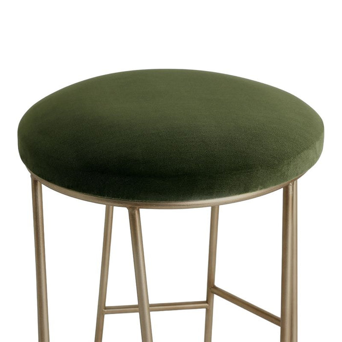 Aiden Gold Steel Kitchen Stool - Moss Velvet, 65cm H