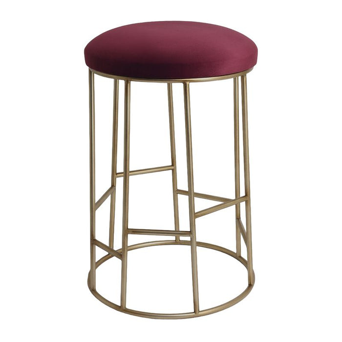 Aiden Gold Steel Kitchen Stool - Mulberry Velvet, 65cm H