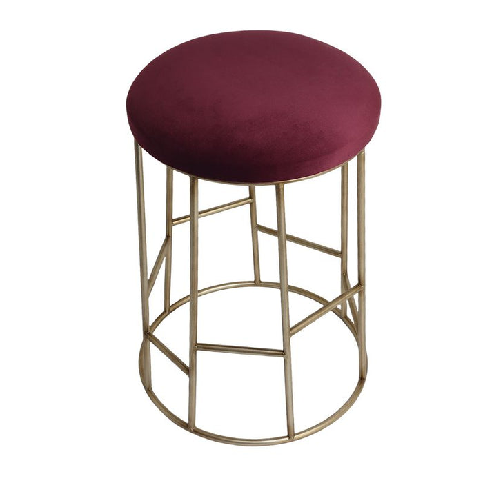 Aiden Gold Steel Kitchen Stool - Mulberry Velvet, 65cm H