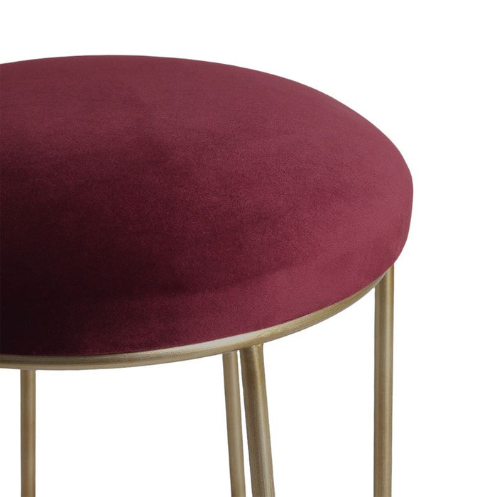 Aiden Gold Steel Kitchen Stool - Mulberry Velvet, 65cm H