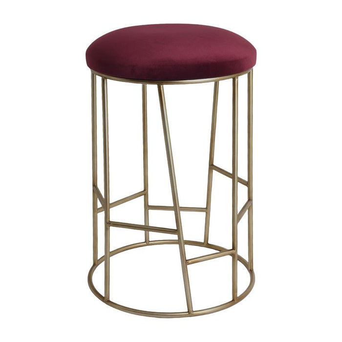 Aiden Gold Steel Kitchen Stool - Mulberry Velvet, 65cm H