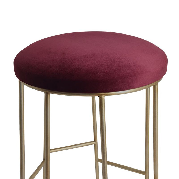 Aiden Gold Steel Kitchen Stool - Mulberry Velvet, 65cm H
