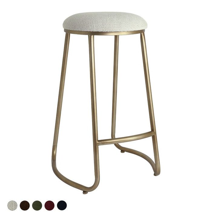 Annie Bar Stool - Speckle Ecru, Gold Linen Metal, 75cm H