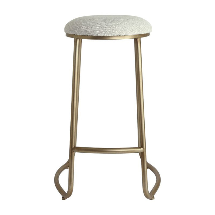 Annie Bar Stool - Speckle Ecru, Gold Linen Metal, 75cm H