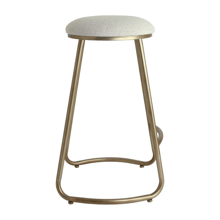 Annie Bar Stool - Speckle Ecru, Gold Linen Metal, 75cm H