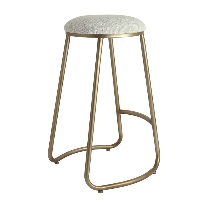 Annie Bar Stool - Speckle Ecru, Gold Linen Metal, 75cm H