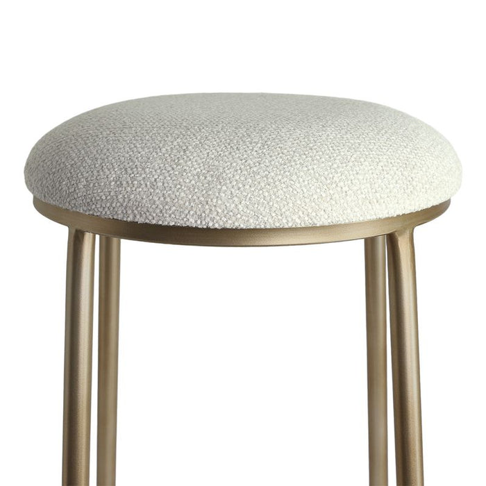 Annie Bar Stool - Speckle Ecru, Gold Linen Metal, 75cm H