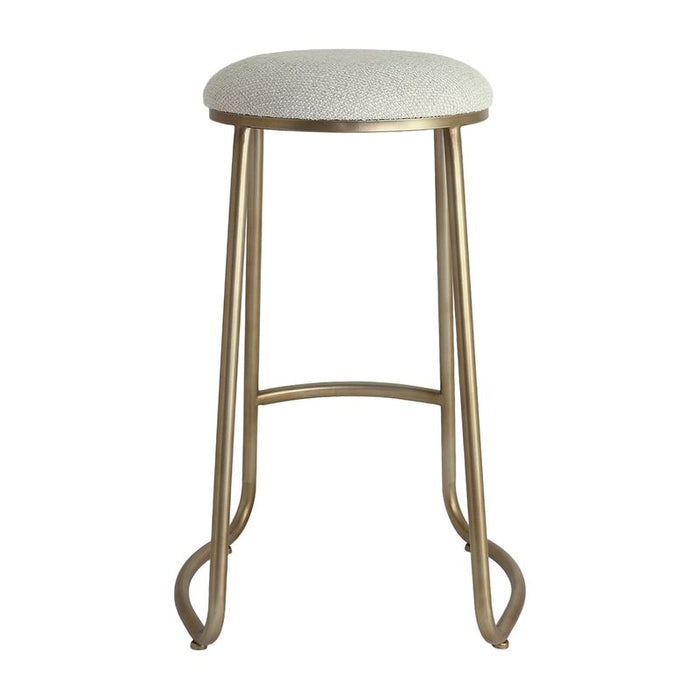 Annie Bar Stool - Speckle Ecru, Gold Linen Metal, 75cm H