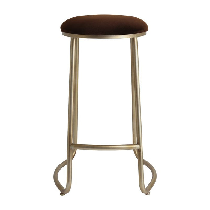 Annie Bar Stool - Dark Chocolate Velvet, Gold, 75cm H