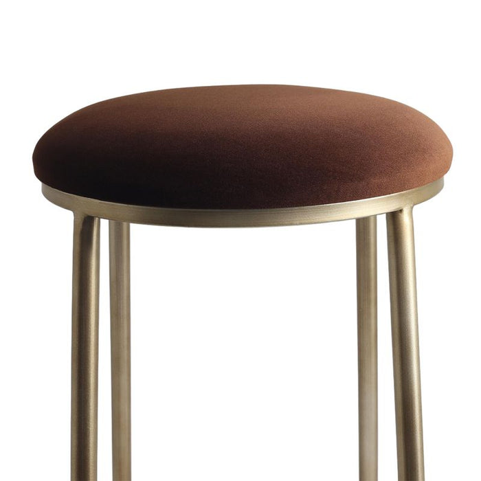 Annie Bar Stool - Dark Chocolate Velvet, Gold, 75cm H