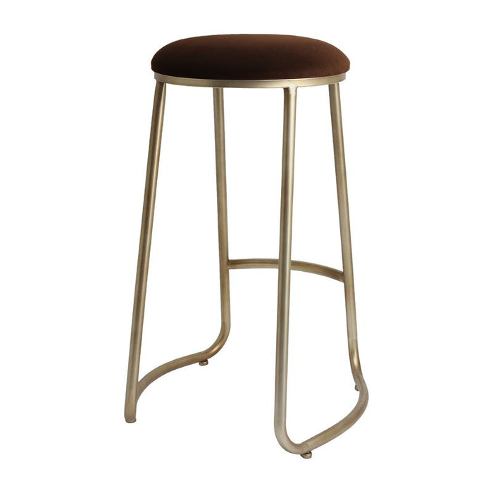 Annie Bar Stool - Dark Chocolate Velvet, Gold, 75cm H