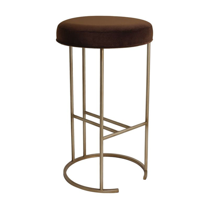 Blackley Gold Iron Kitchen Stool - Dark Chocolate Velvet, 66cm H