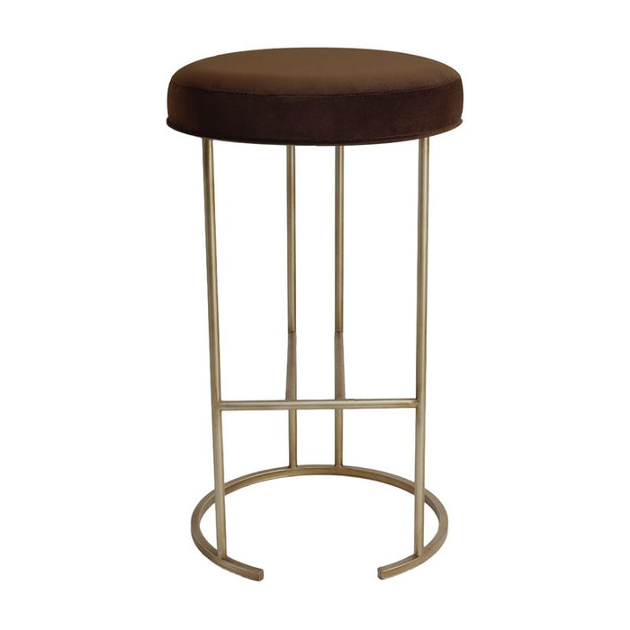 Blackley Gold Iron Kitchen Stool - Dark Chocolate Velvet, 66cm H