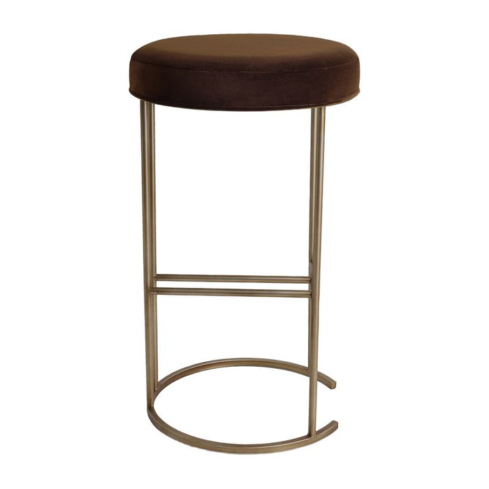 Blackley Gold Iron Kitchen Stool - Dark Chocolate Velvet, 66cm H