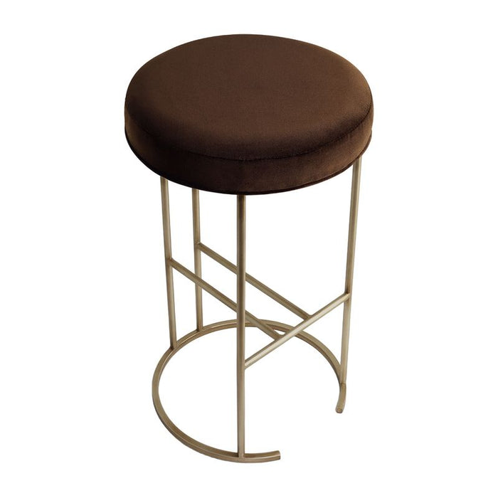 Blackley Gold Iron Kitchen Stool - Dark Chocolate Velvet, 66cm H