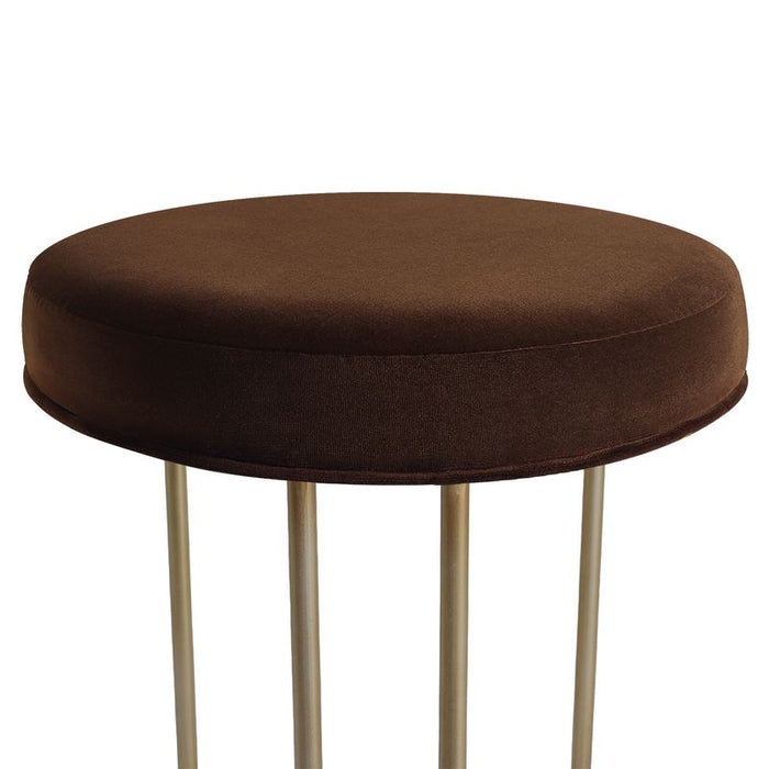 Blackley Gold Iron Kitchen Stool - Dark Chocolate Velvet, 66cm H