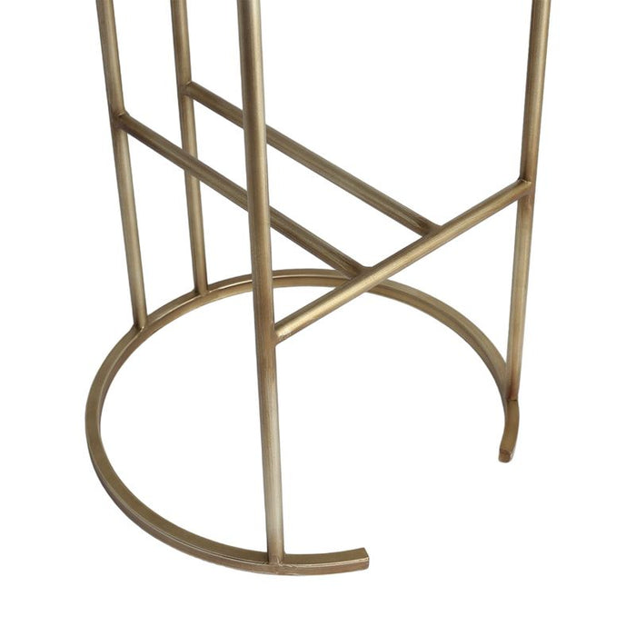 Blackley Gold Iron Kitchen Stool - Dark Chocolate Velvet, 66cm H