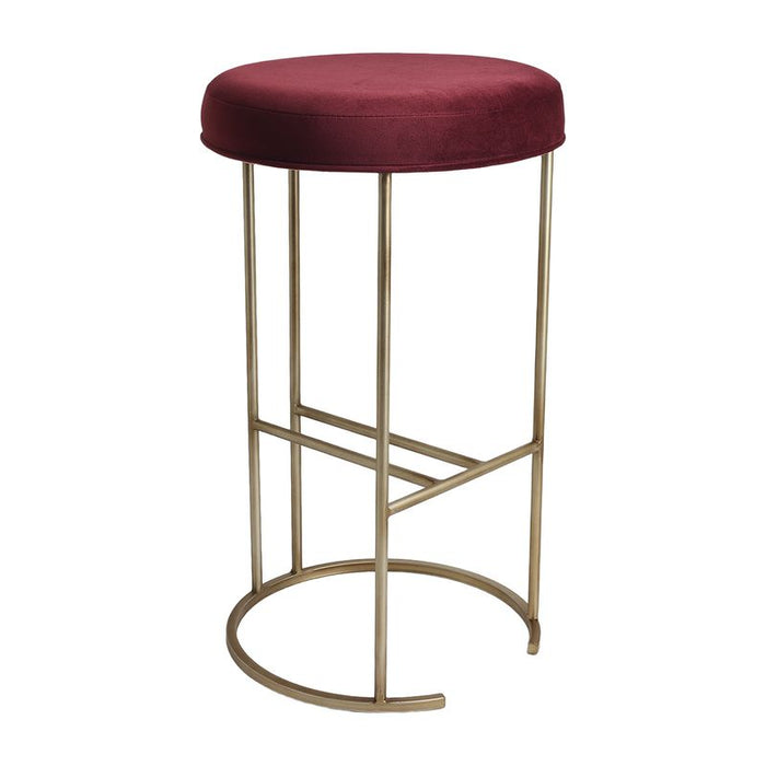 Blackley Gold Iron Kitchen Stool - Mulberry Velvet, 66cm H