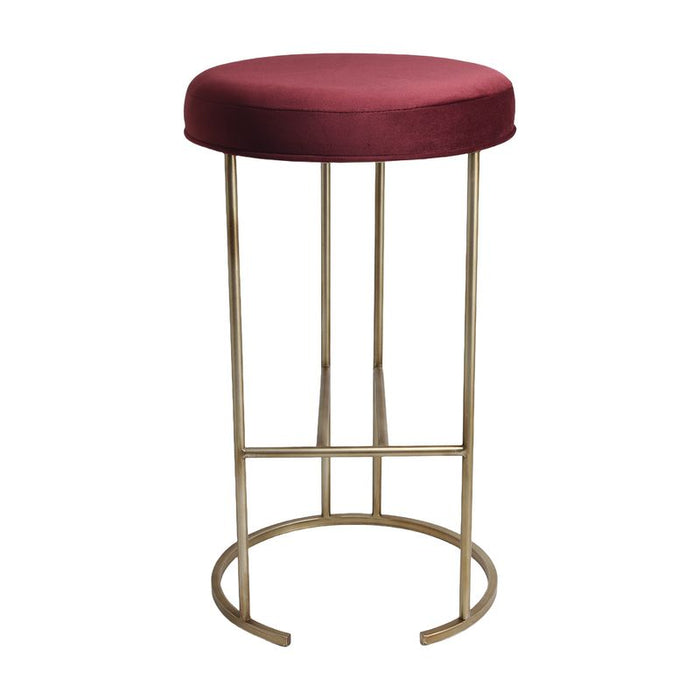Blackley Gold Iron Kitchen Stool - Mulberry Velvet, 66cm H