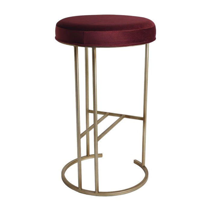 Blackley Gold Iron Kitchen Stool - Mulberry Velvet, 66cm H