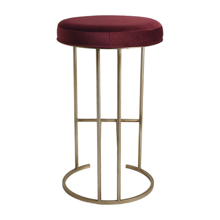Blackley Gold Iron Kitchen Stool - Mulberry Velvet, 66cm H