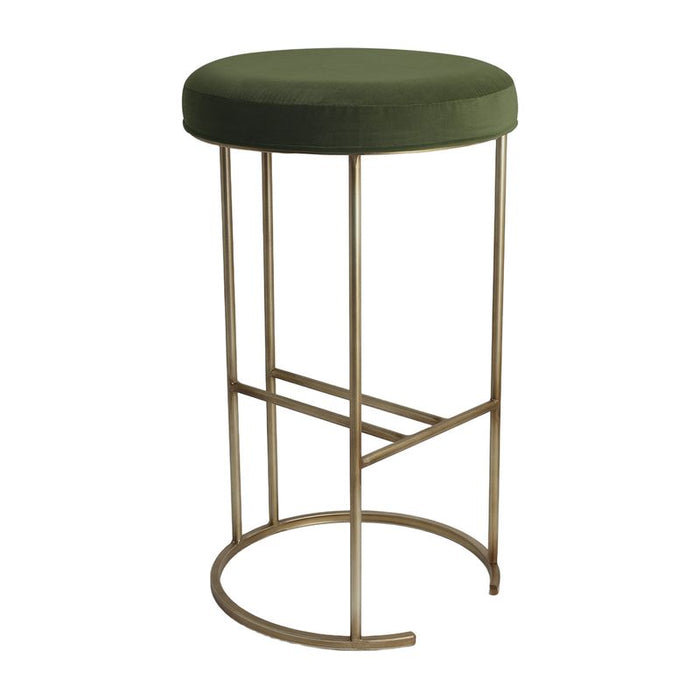 Blackley Gold Iron Kitchen Stool - Moss Velvet, 66cm H
