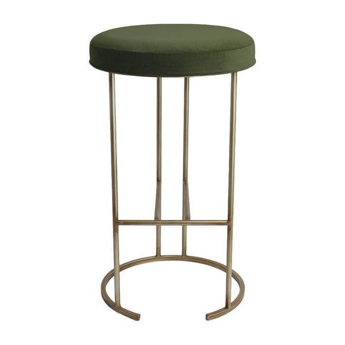 Blackley Gold Iron Kitchen Stool - Moss Velvet, 66cm H