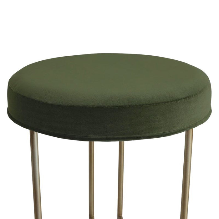 Blackley Gold Iron Kitchen Stool - Moss Velvet, 66cm H