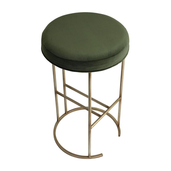 Blackley Gold Iron Kitchen Stool - Moss Velvet, 66cm H