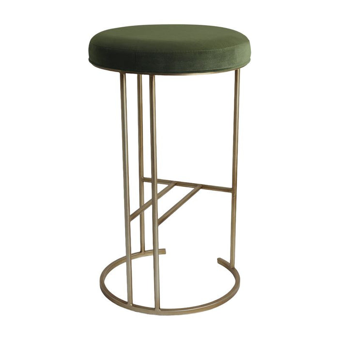 Blackley Gold Iron Kitchen Stool - Moss Velvet, 66cm H