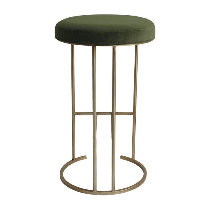 Blackley Gold Iron Kitchen Stool - Moss Velvet, 66cm H