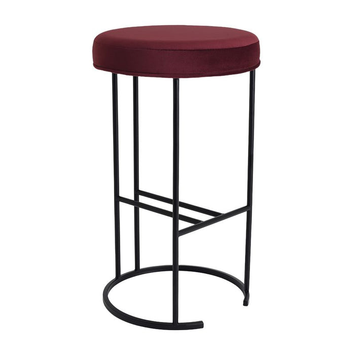 Blackley Black Iron Kitchen Stool - Mulberry Velvet, 66cm H