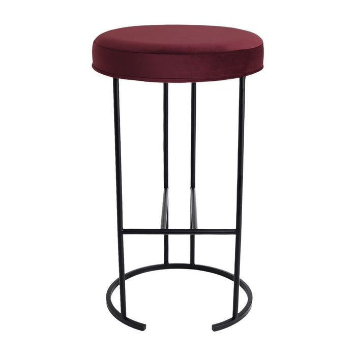 Blackley Black Iron Kitchen Stool - Mulberry Velvet, 66cm H