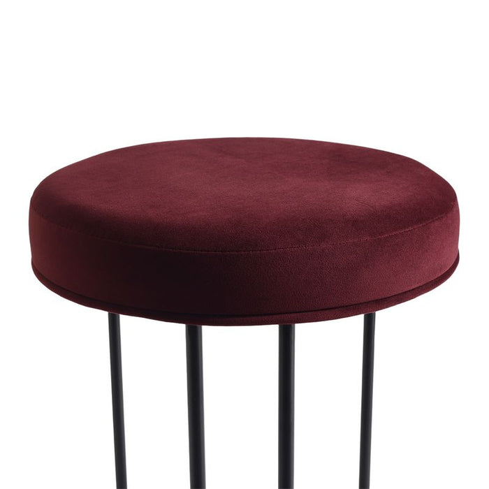 Blackley Black Iron Kitchen Stool - Mulberry Velvet, 66cm H