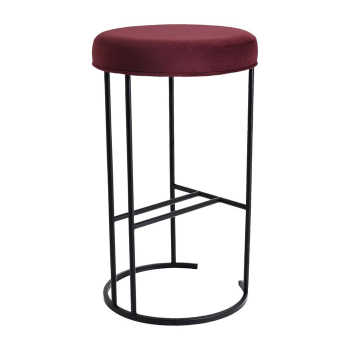 Blackley Black Iron Kitchen Stool - Mulberry Velvet, 66cm H
