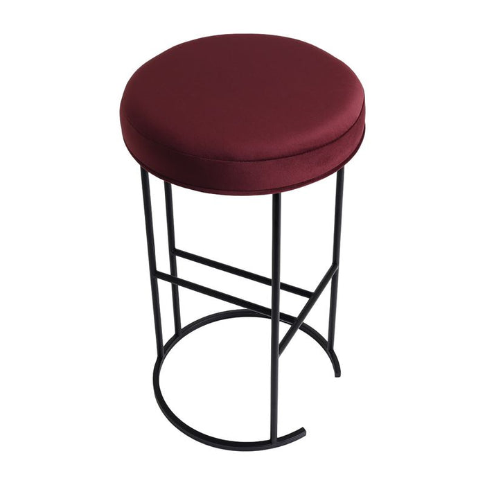 Blackley Black Iron Kitchen Stool - Mulberry Velvet, 66cm H