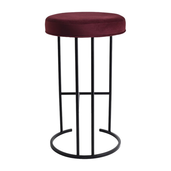 Blackley Black Iron Kitchen Stool - Mulberry Velvet, 66cm H
