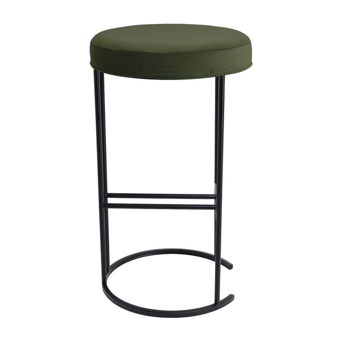 Blackley Black Iron Kitchen Stool - Moss Velvet, 66cm H